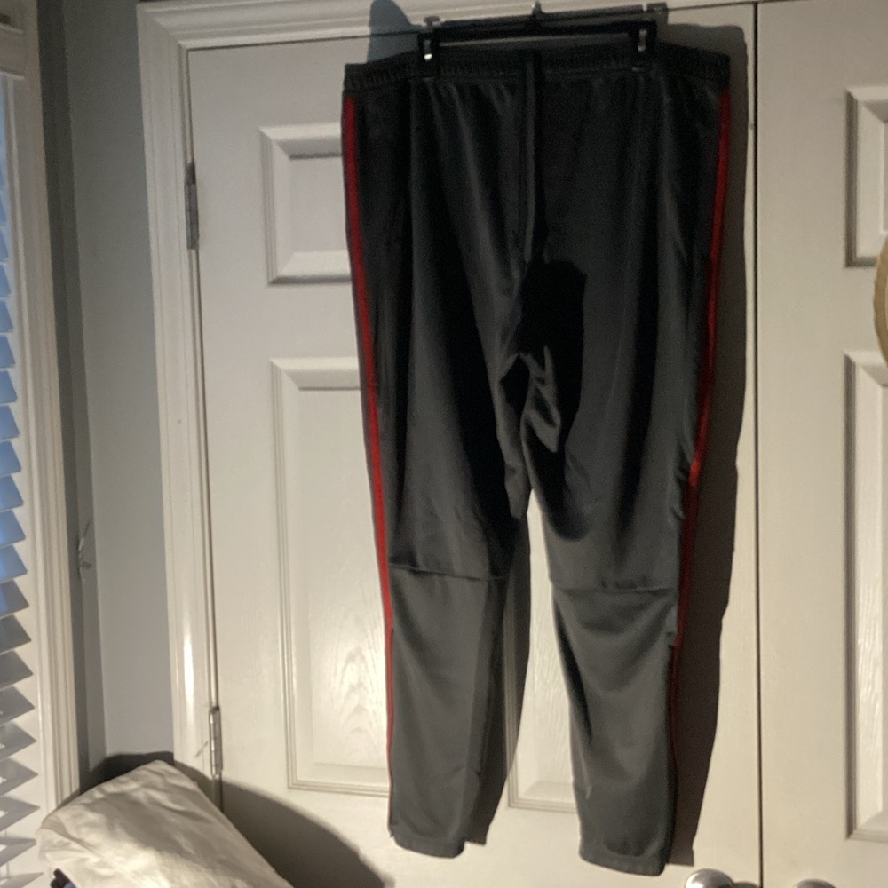 adidas Gray Joggers with Red Stripes